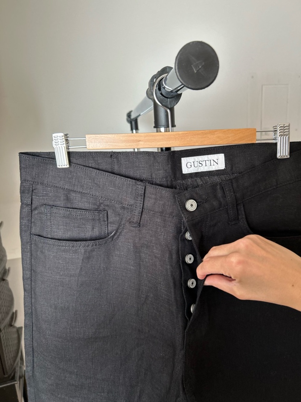 Gustin Straight Linen Pants Black 36 - Picture 3 of 8
